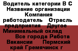 Водитель категории В.С › Название организации ­ Компания-работодатель › Отрасль предприятия ­ Другое › Минимальный оклад ­ 25 000 - Все города Работа » Вакансии   . Пермский край,Гремячинск г.